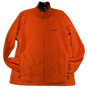 Columbia Fleece Jacket Orange Full Zip Men's Size L Outdoor Hunting